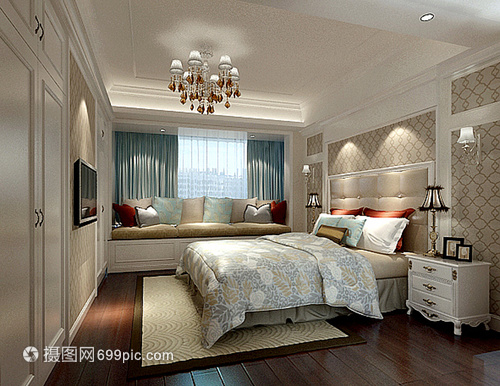 簡(jiǎn)歐臥室室內(nèi)裝修效果圖 打造典雅與舒適的住宅空間